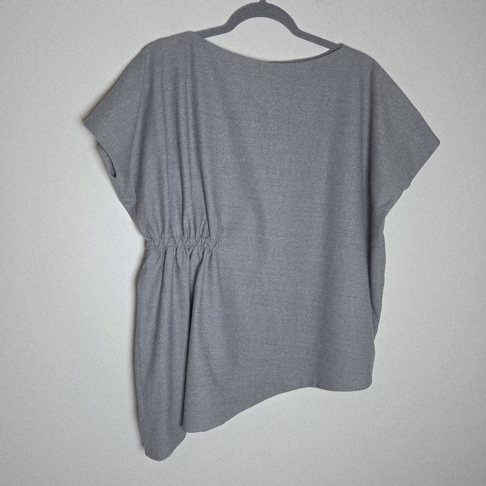 Cos Gray Wool Asymmetrical Gather Top